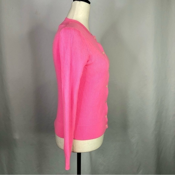 Banana Republic merino wool lightweight cardigan retro classic barbie pink S - Picture 2 of 8